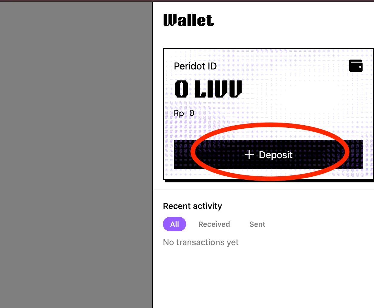 Start a deposit from the wallet