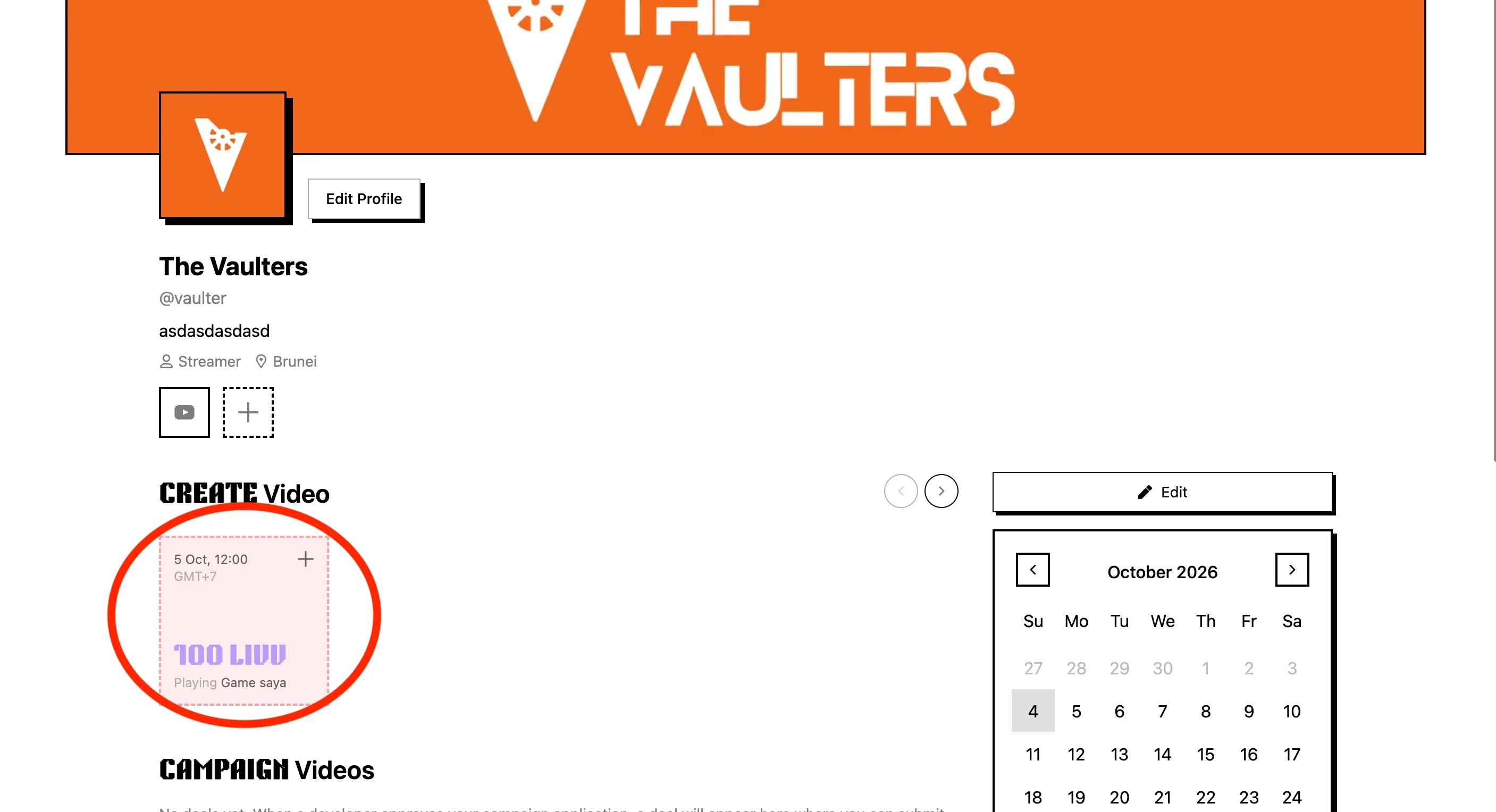 Create the video from the dashboard