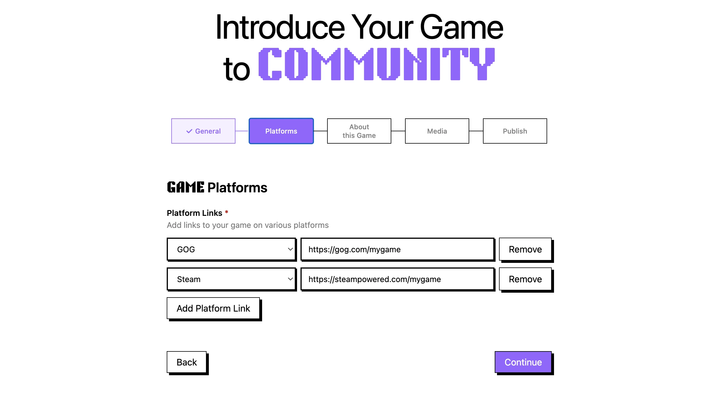 Update platform links