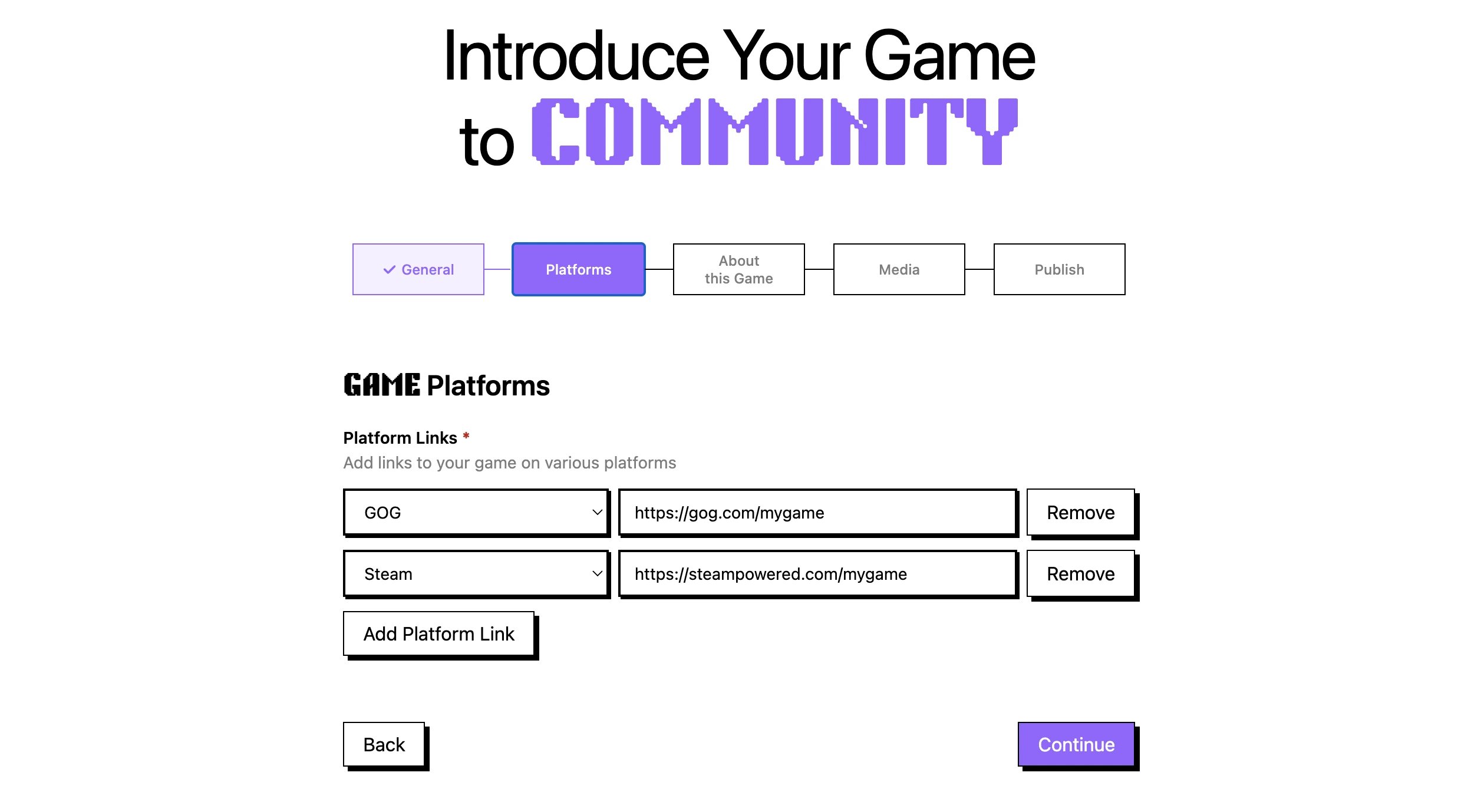 Update platform links