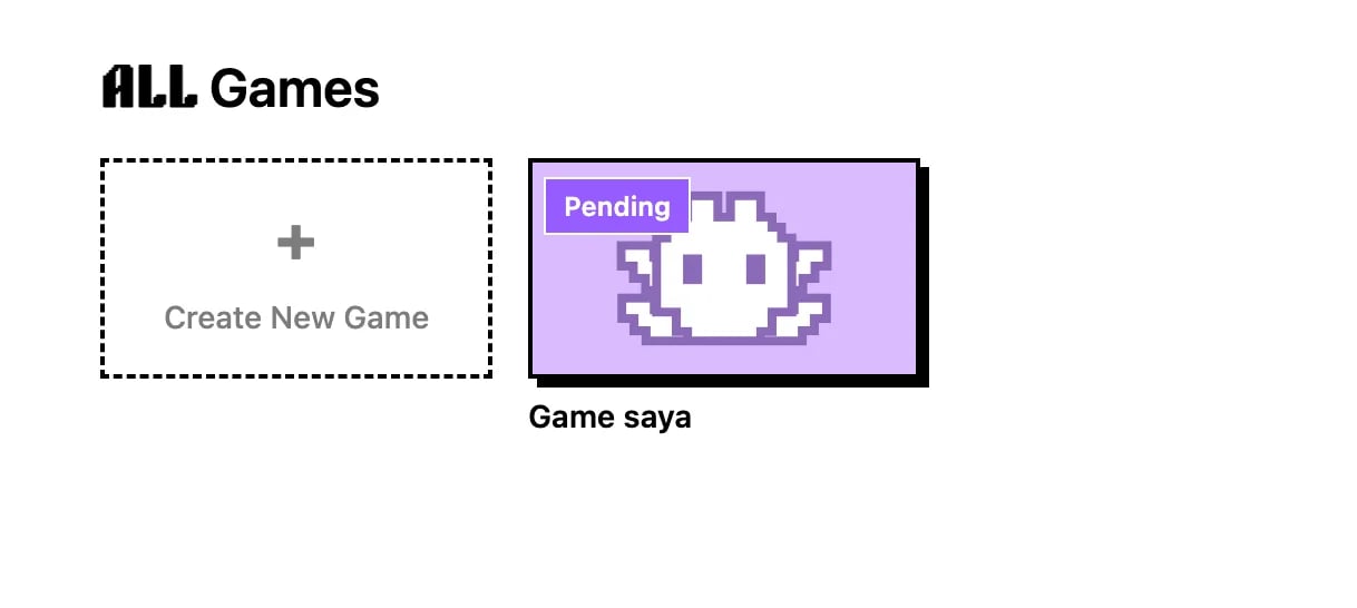 Game dengan badge pending di dashboard