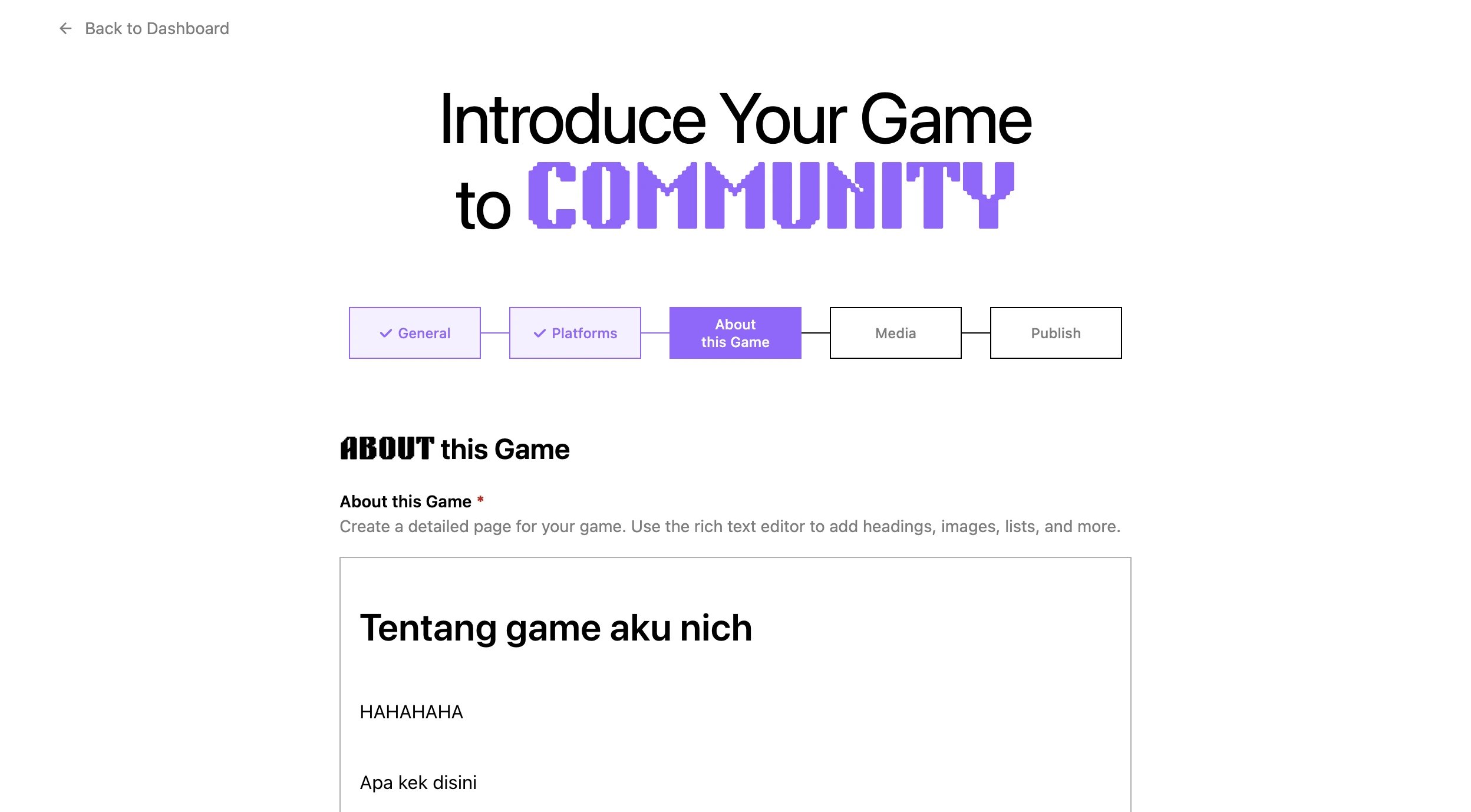 Update about this game