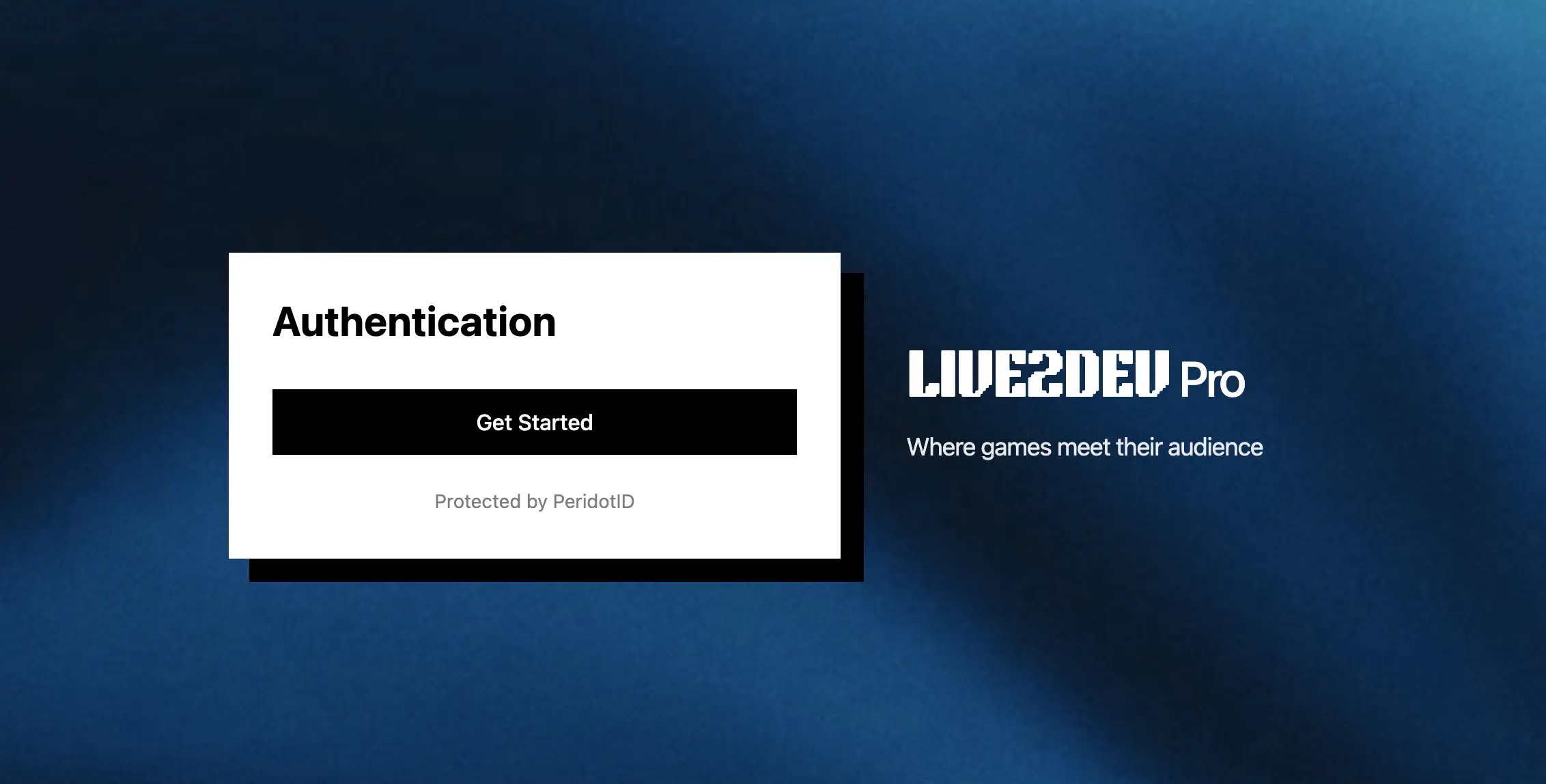 Authentication page with Get Started
button