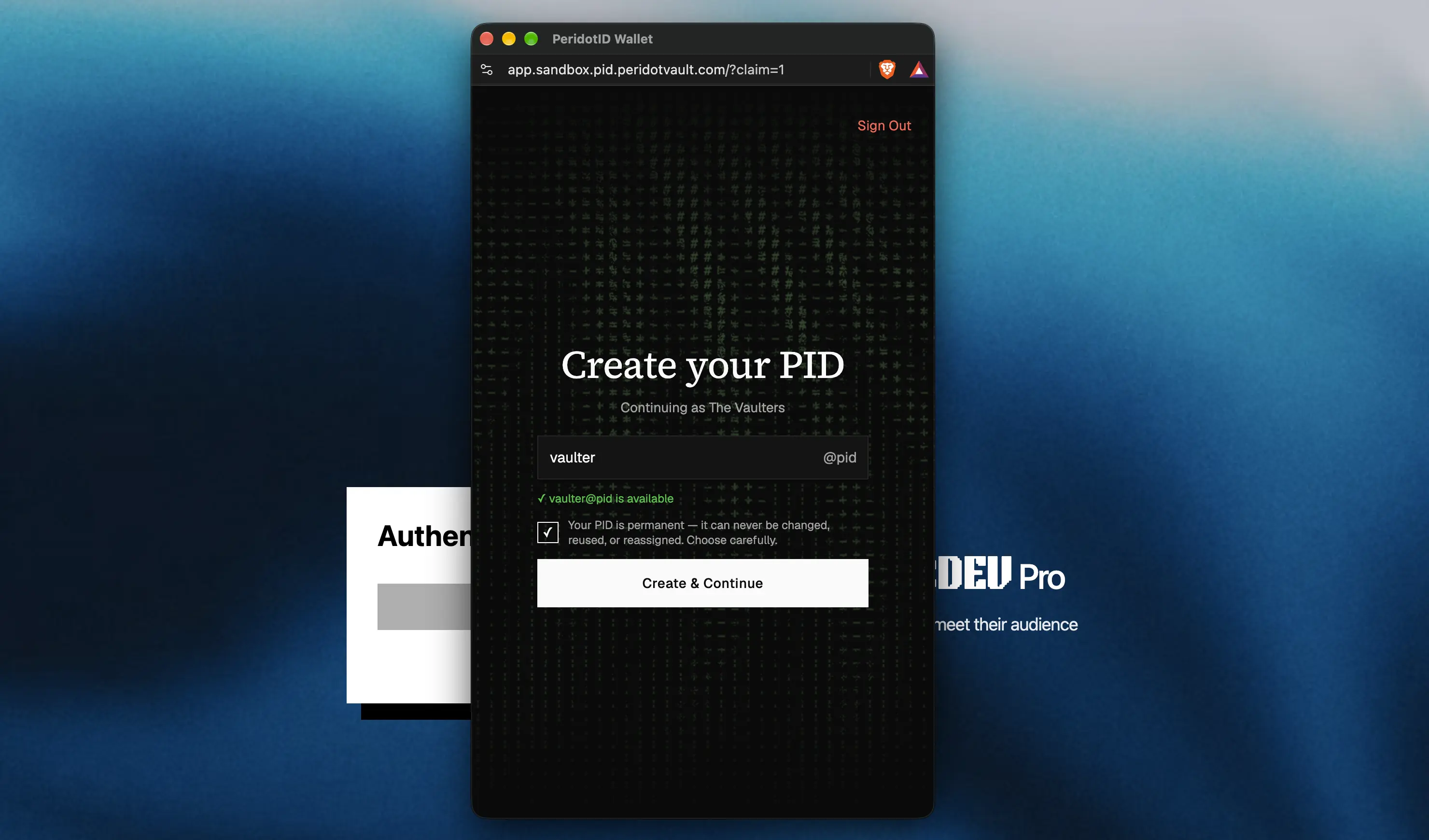 Create PID screen