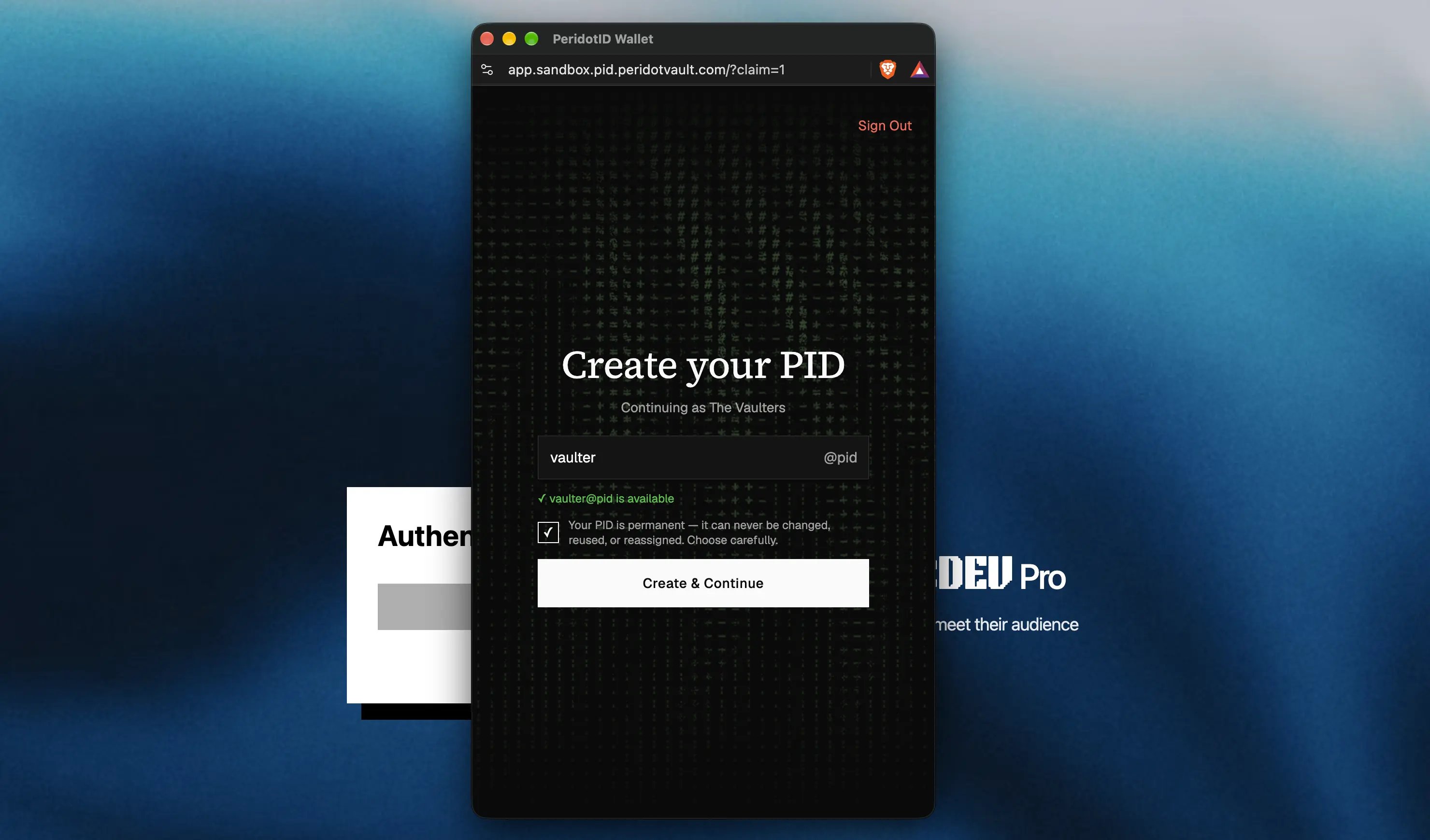 Create PID screen