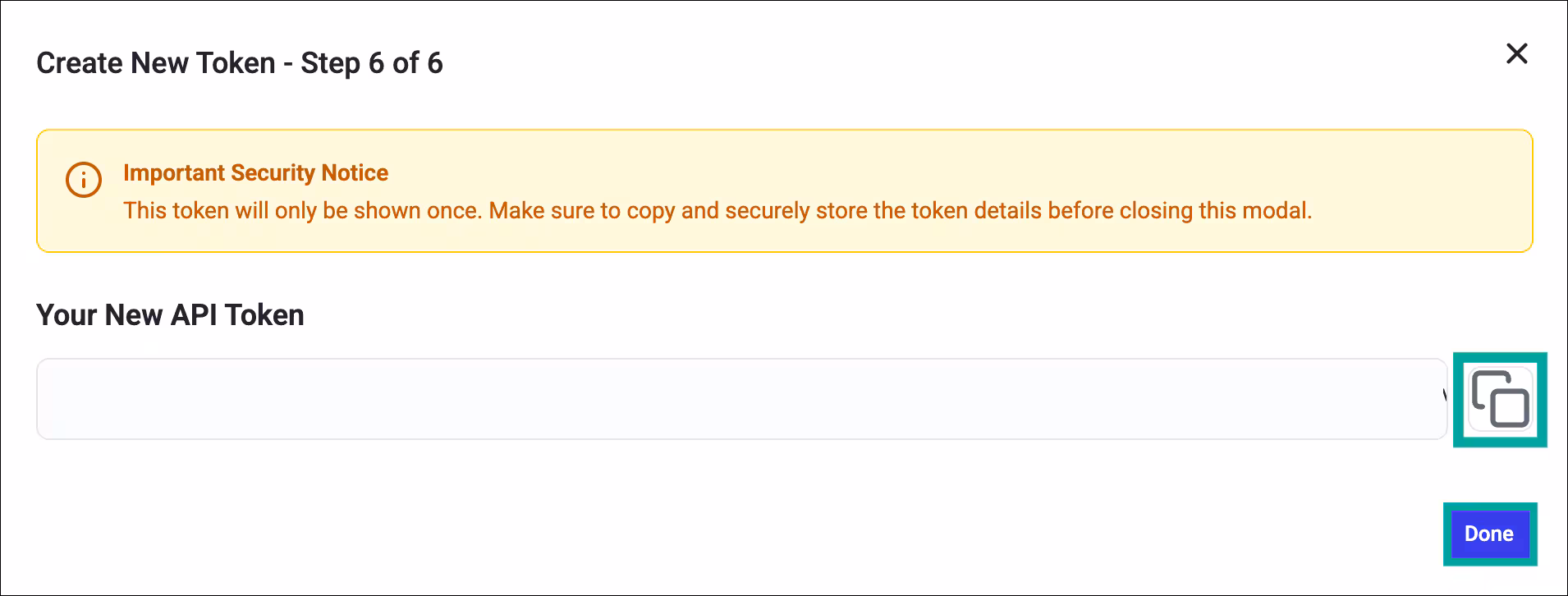 Token configuration review screen