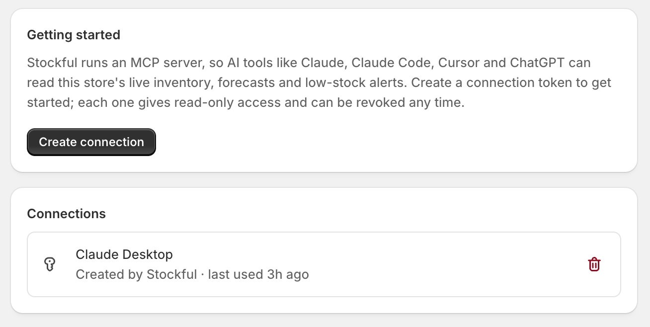 MCP server connection settings