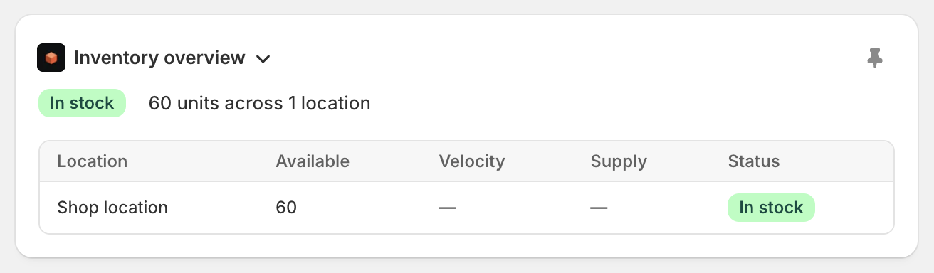 The Stockful inventory block on a Shopify product page
