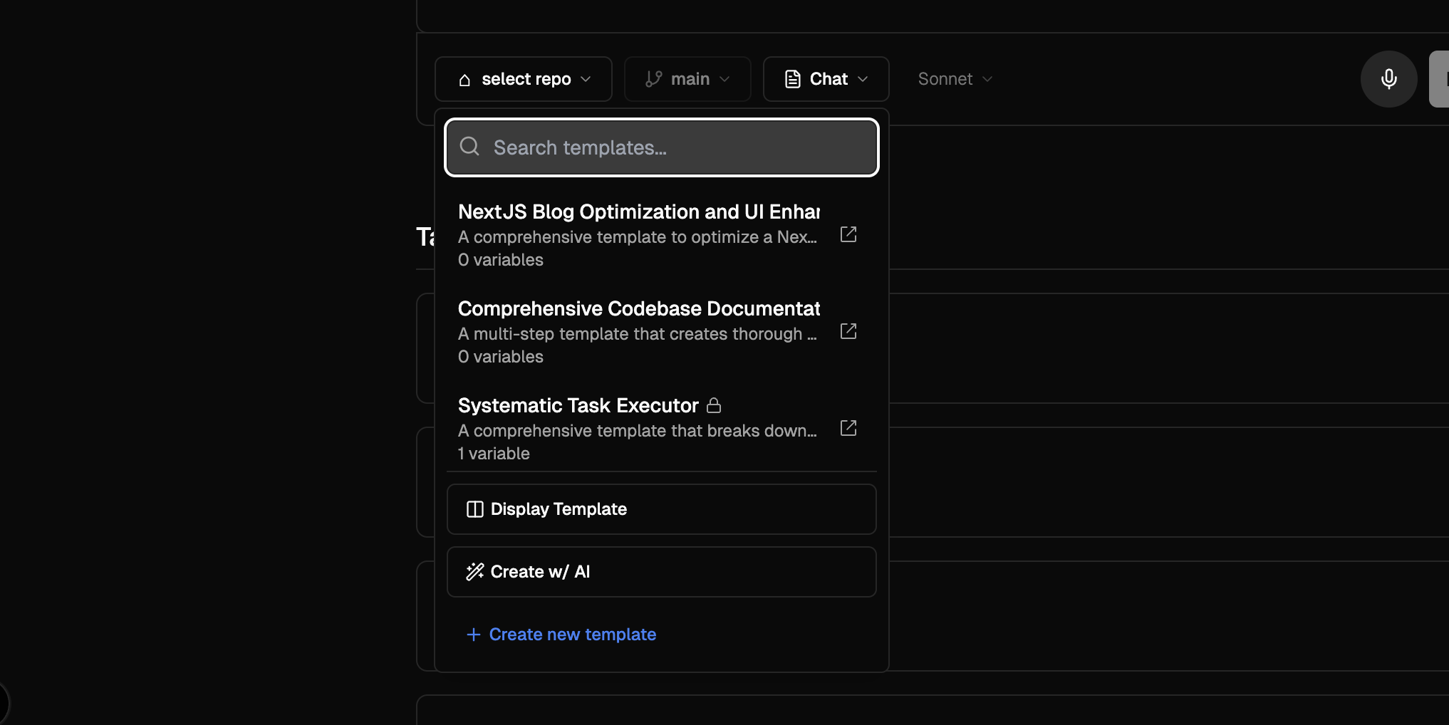 Template Creation Options