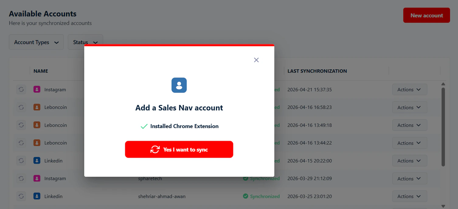 Syncing an account with lobstr.io