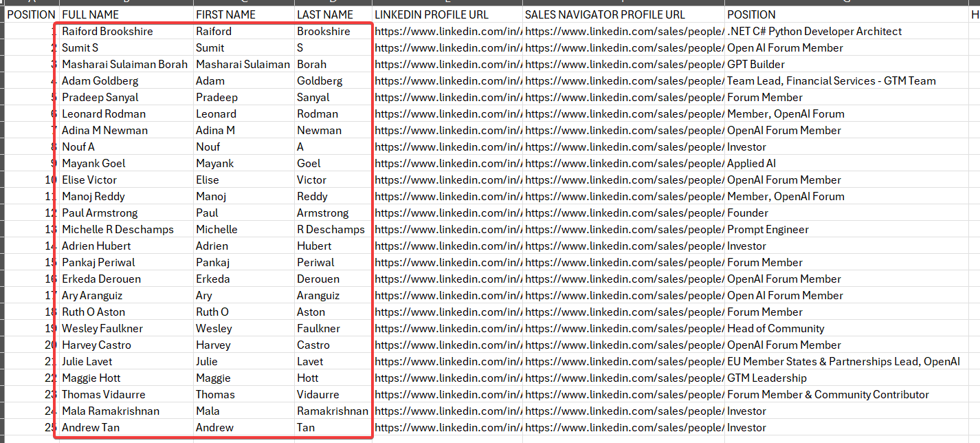 Clean first and last name output