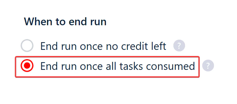 When to end run setting with two options in a Squid's settings