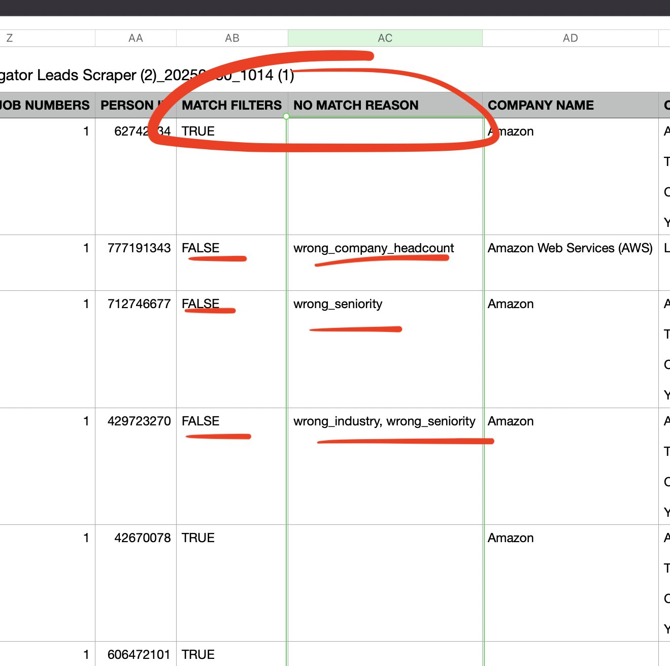 How match filter works on Sales Navigator