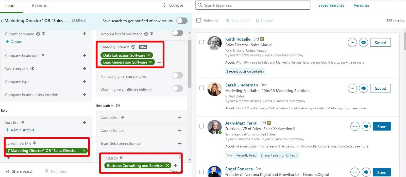 Using Boolean search in Sales Navigator