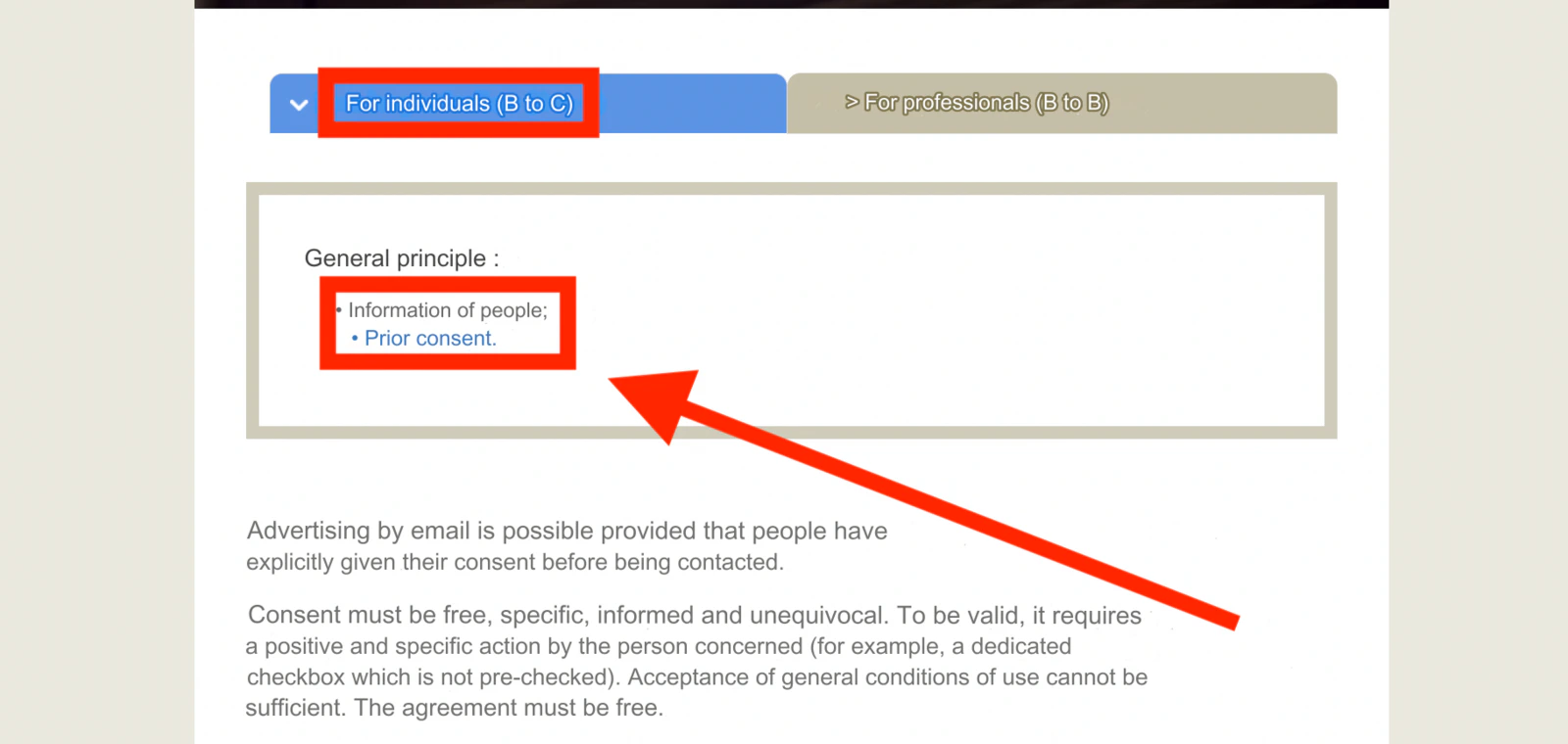 Commercial prospection for B2C is illegal according to the CNIL