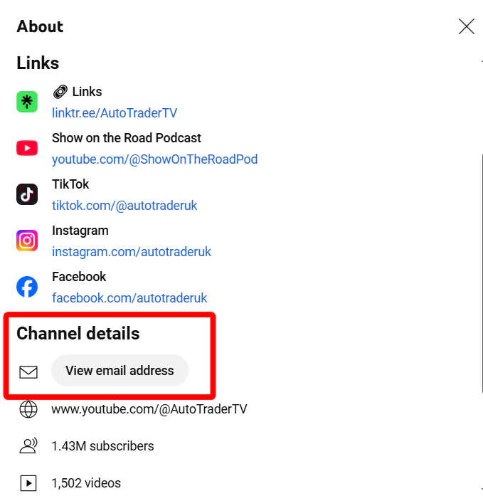Hidden email behind View Email Address button