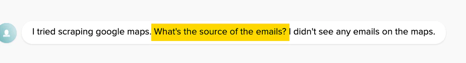 What is the source of emails collected from Google Maps?