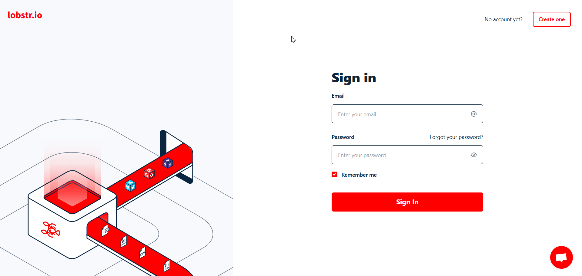 Reset your password from the login page
