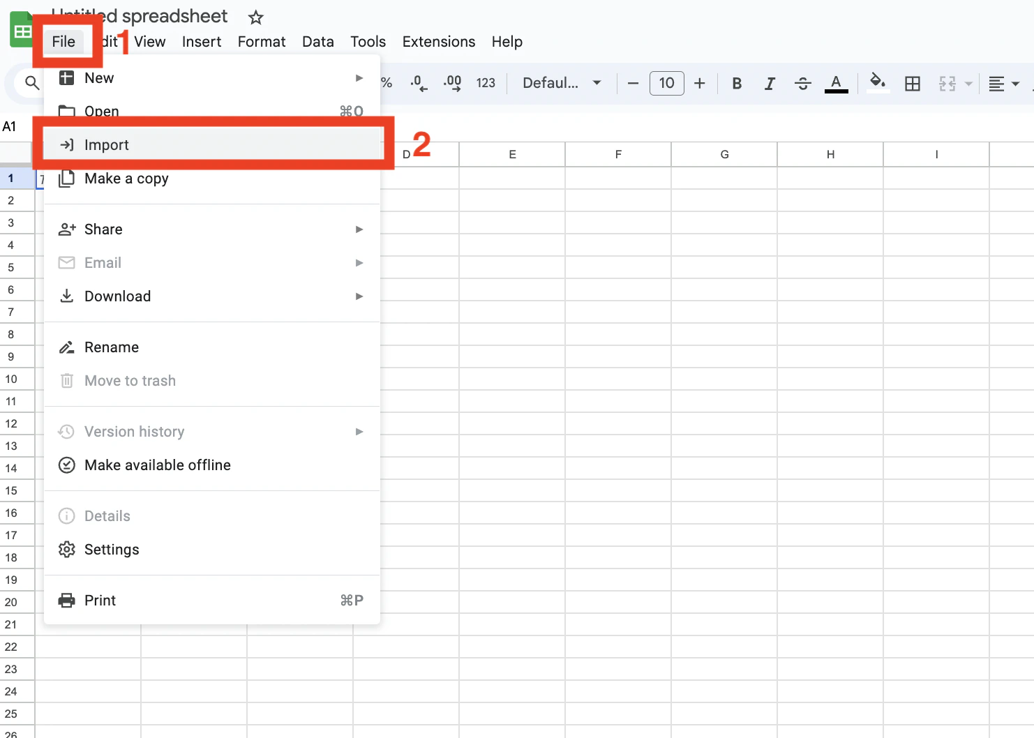 Click File and Import