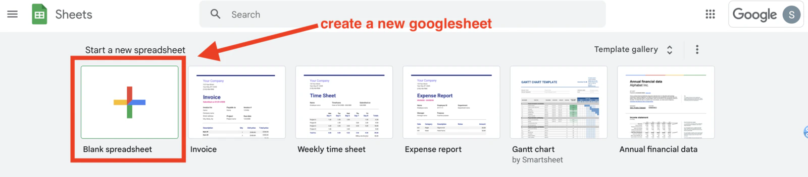Create a new Google Sheet