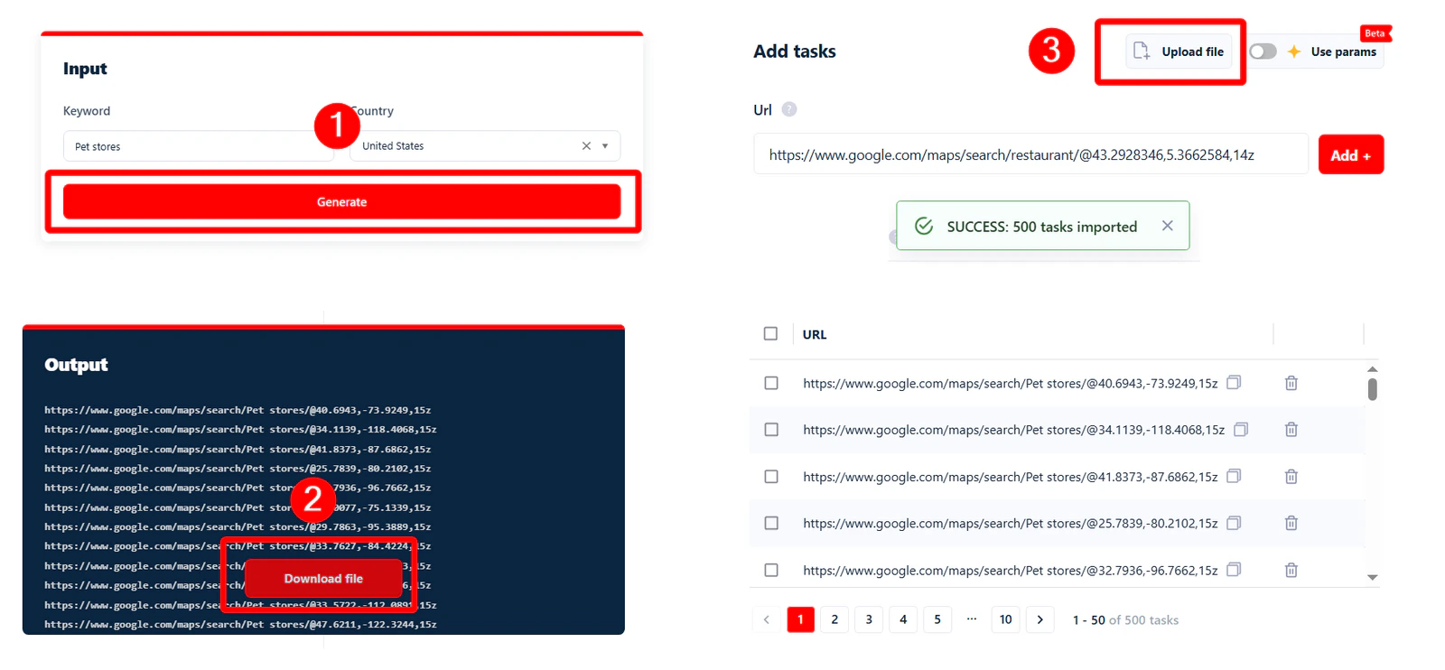 Upload tasks to the Squid