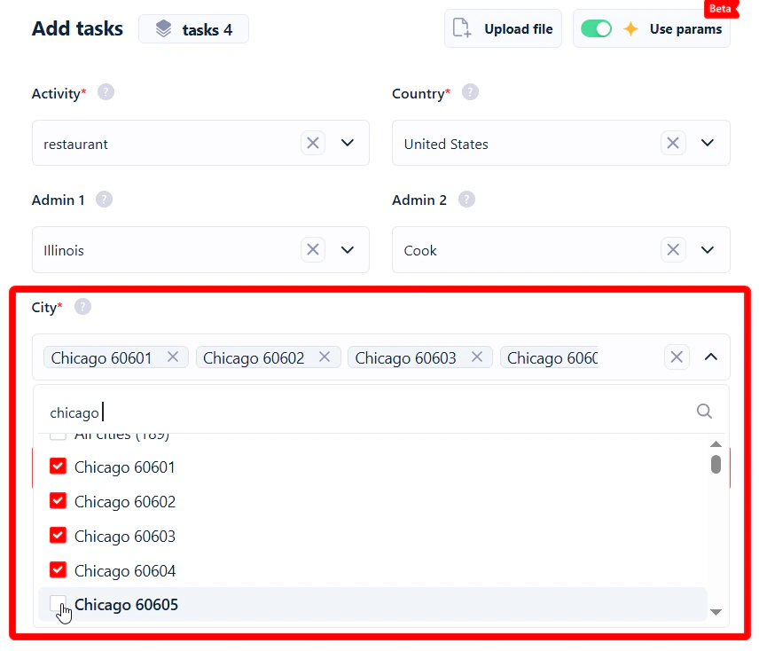 Collect all restaurants from Chicago zip codes