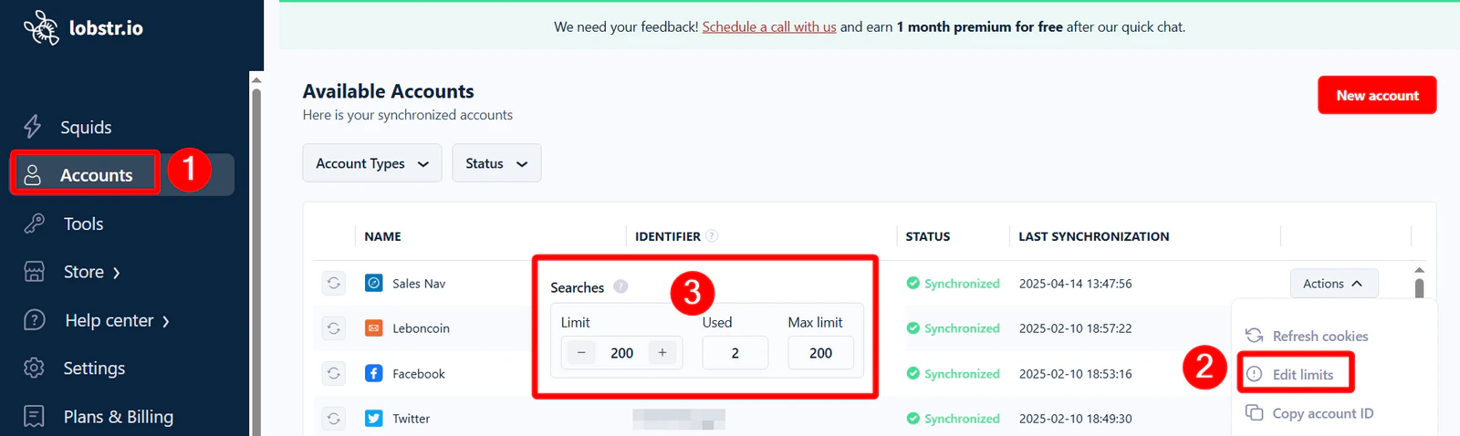 Set Sales Navigator limits