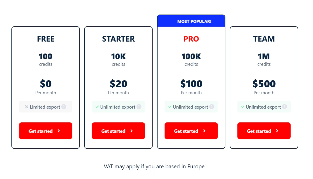 lobstr.io pricing plans