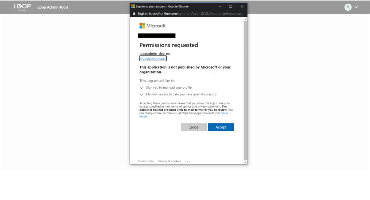 Screenshot from Lobyco Admin Portal - Setting up access