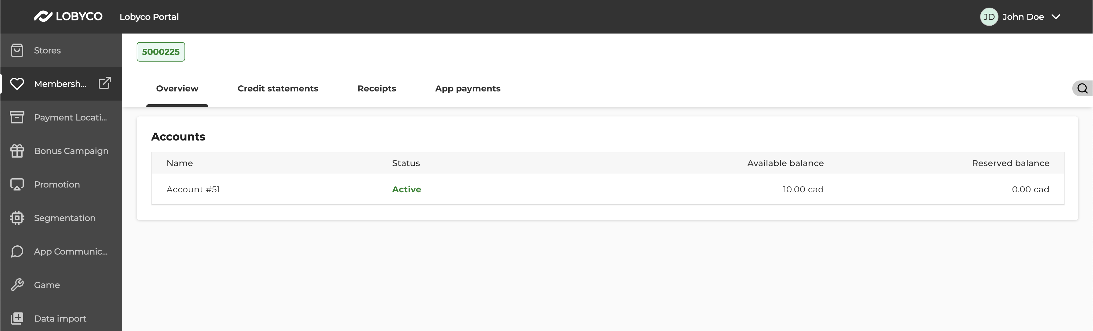 Screenshot from Lobyco Admin Portal