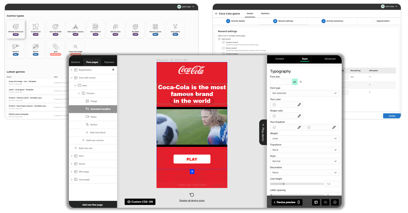 Lobyco Admin Portal - games can be fully managed from a simple-to-use interface