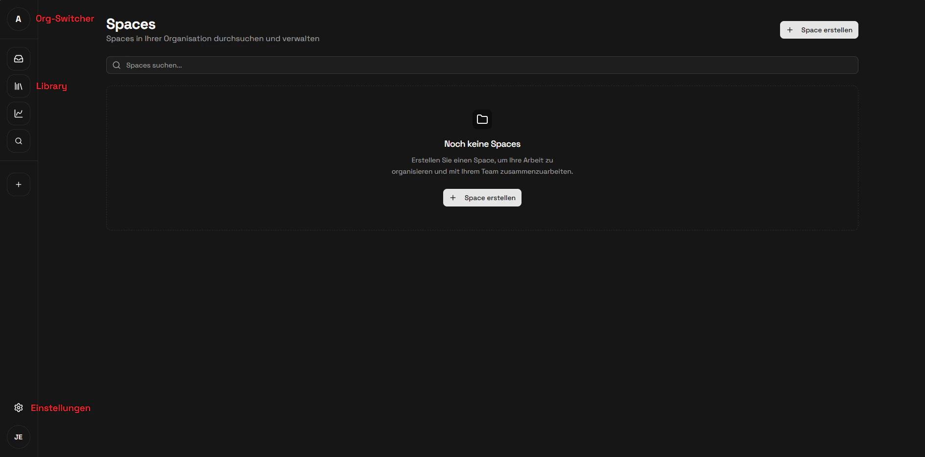 Localmind nach dem ersten Login ohne konfigurierte Spaces oder Teams