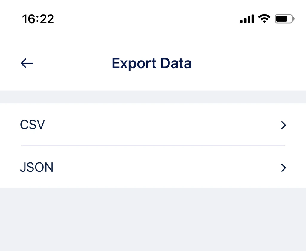Export data on Mobile