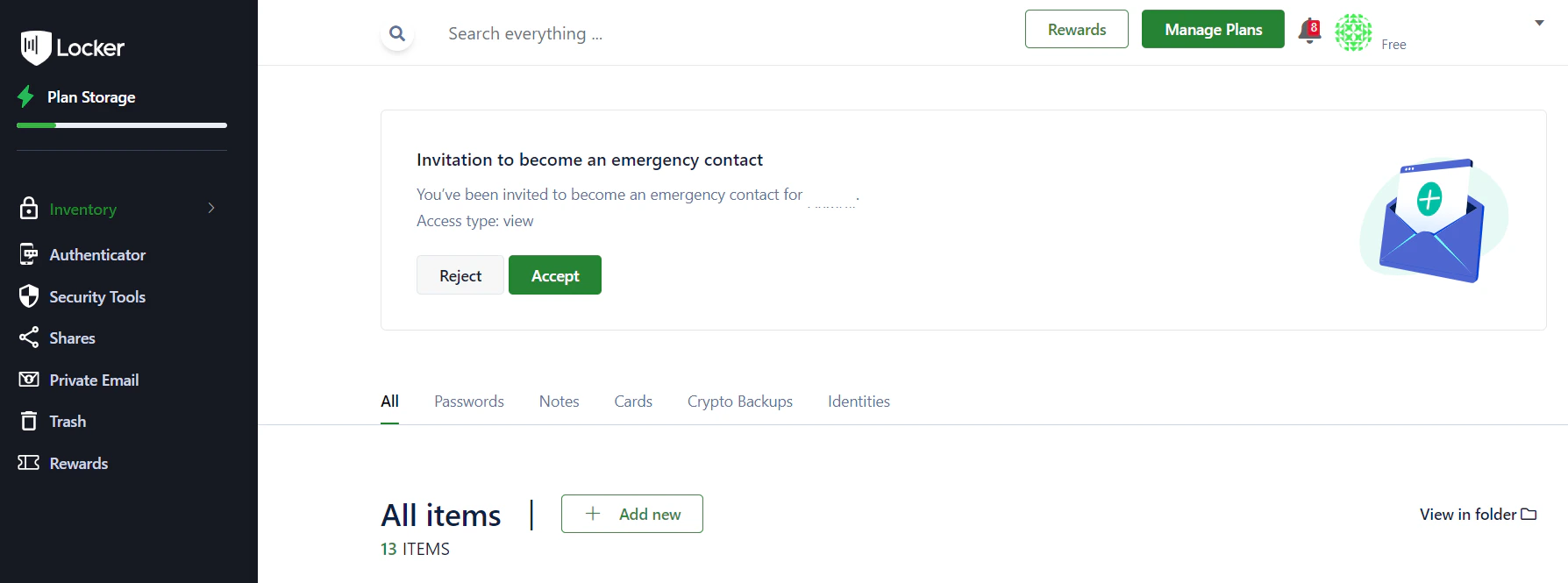 Accept invitation from homepage