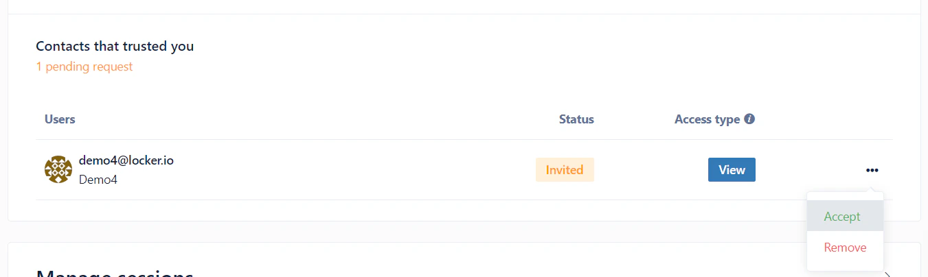 Accept invitation from settings