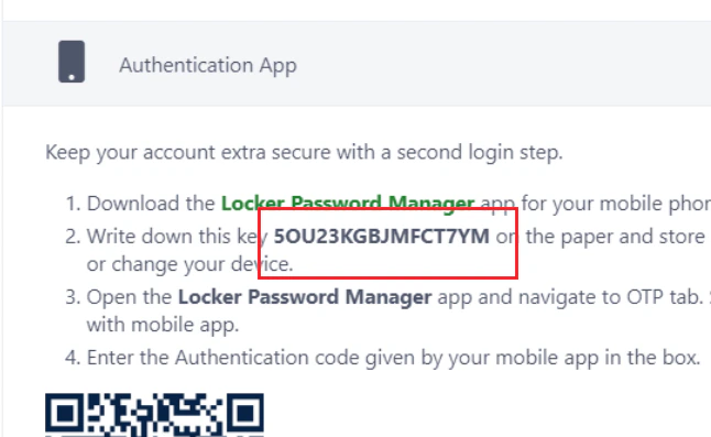 Set up base device for authenticator app 2FA