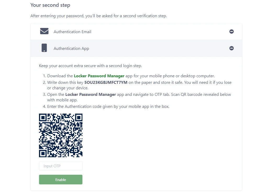 Select authenticator app method