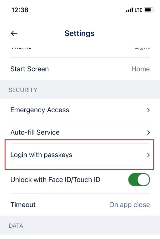 Select Passkey setup on Mobile