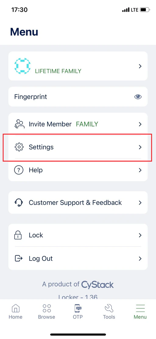 Passkey settings on Mobile
