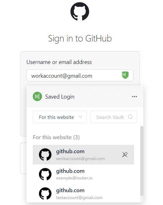 Account list on the website