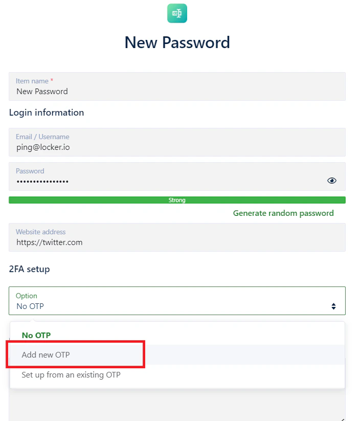 Add new OTP on Web Vault