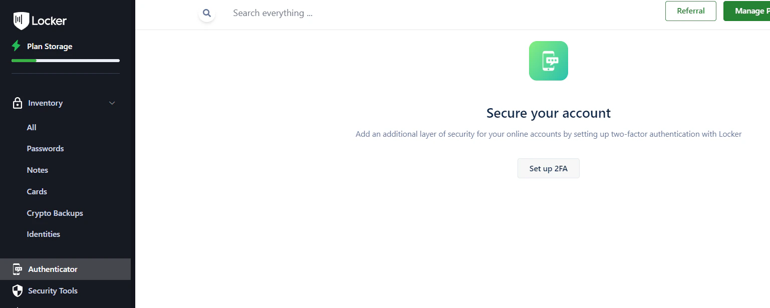 Authenticator tab on Web Vault