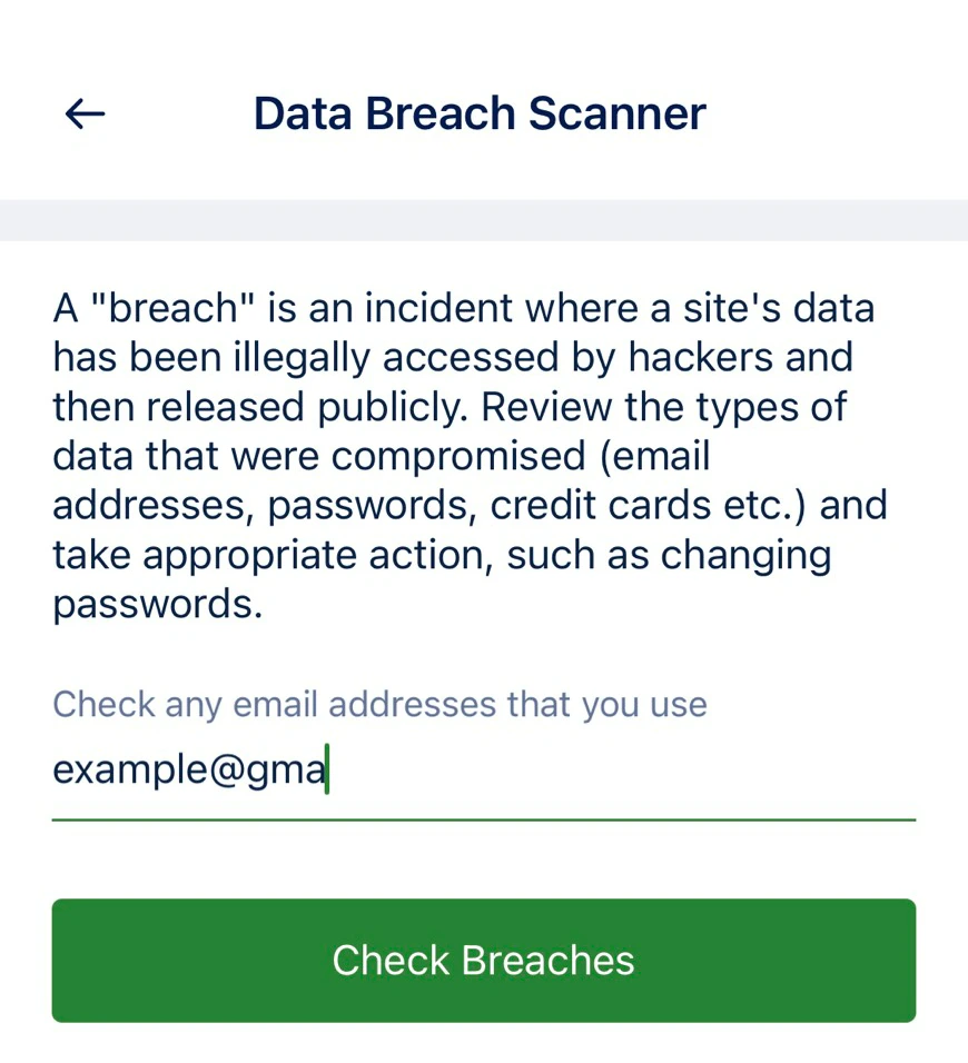Enter email on mobile