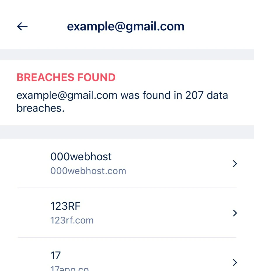 Scan results on mobile