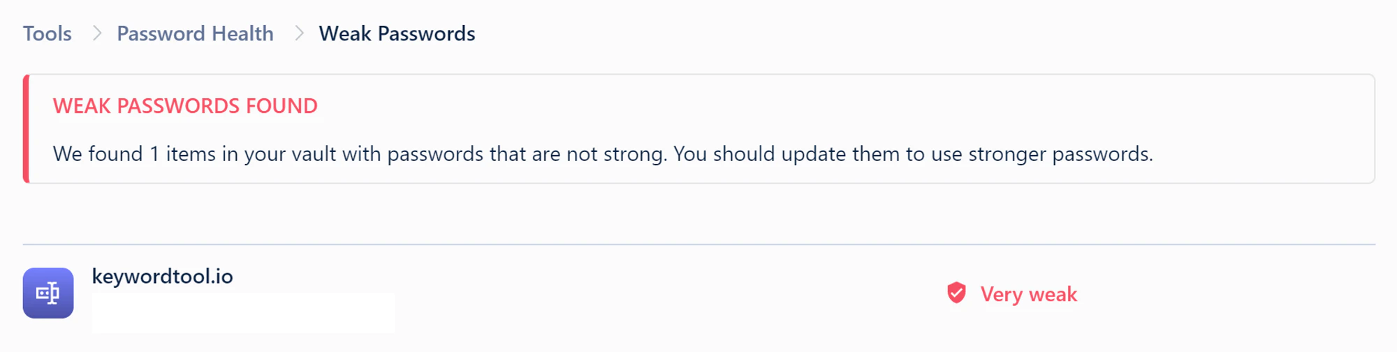 Weak passwords on Web Vault