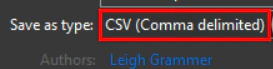 Select CSV format in Excel