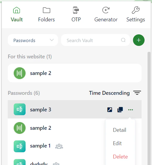 Edit an item on the extension