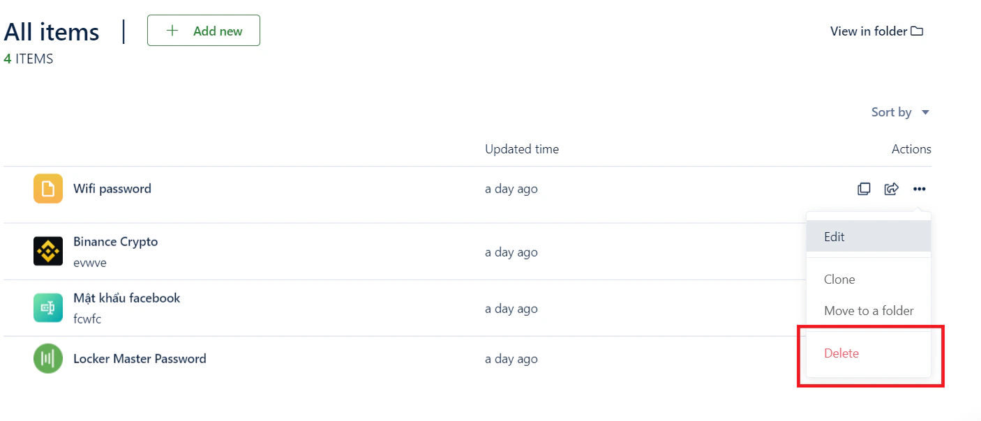 Delete an item on Linux