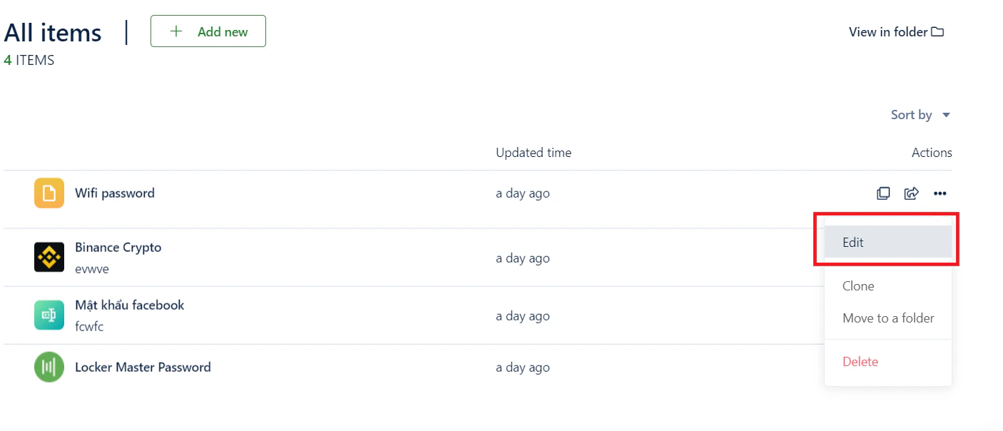 Edit an item on macOS