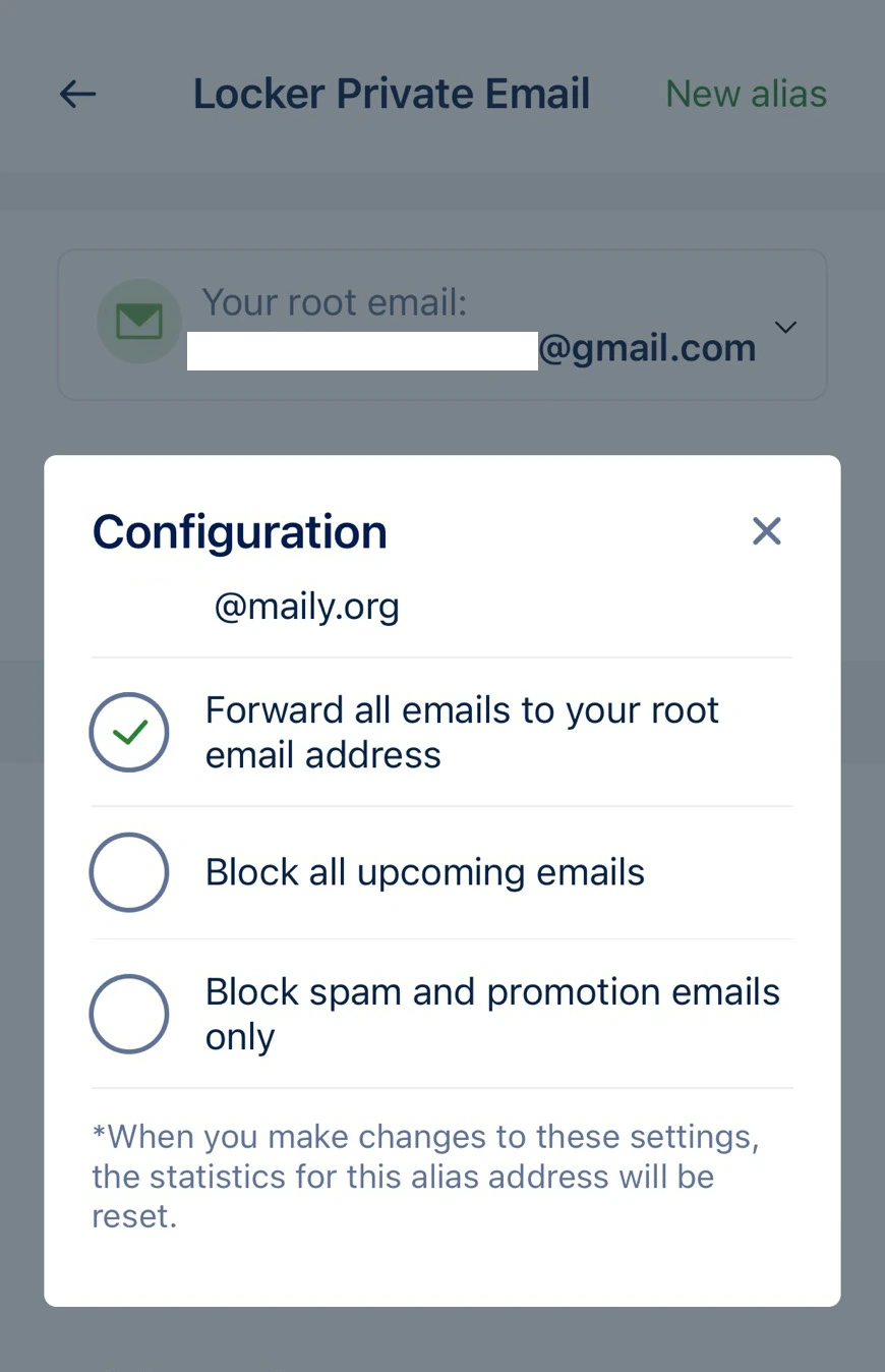 Alias configuration on mobile devices